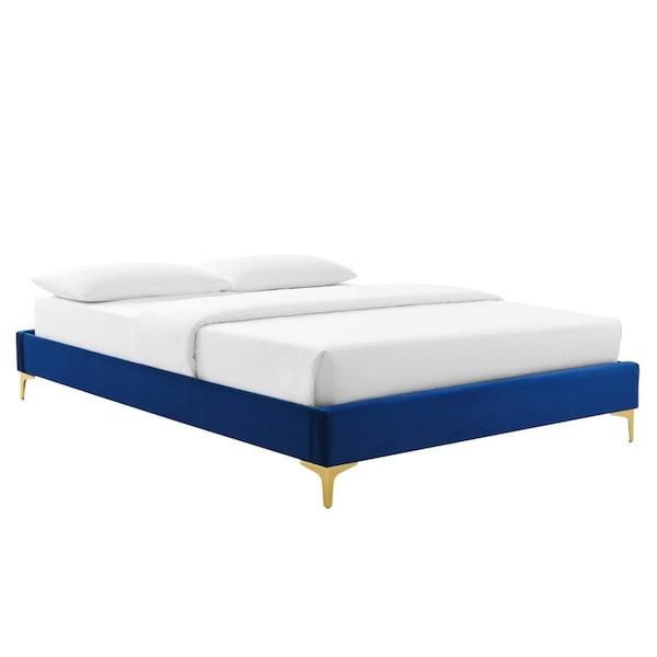 Modway Furniture Sutton Performance Velvet Bed Frame, Navy - Twin Size - MOD-6305-NAV