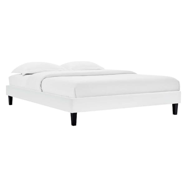 Modway Furniture Reign Performance Velvet Platform Bed Frame, White - Full Size - MOD-6265-WHI