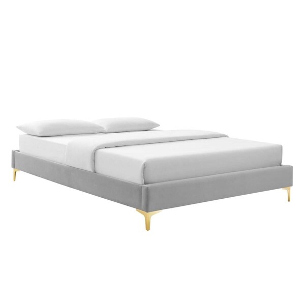 Modway Furniture Sutton Performance Velvet Bed Frame, Light Gray - Full Size - MOD-6306-LGR