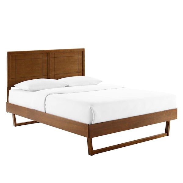 Modway Furniture 78 x 57 x 41 - 51 in. Marlee Wood Platform Bed with Angular Frame, Walnut - Full Size - MOD-6625-WAL