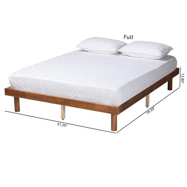 Baxton Studio Winston MidCentury Modern Walnut Brown Finished Wood Full Size Platform Bed frame - 218-11887-ZORO