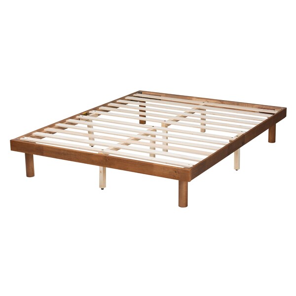 Baxton Studio Winston MidCentury Modern Walnut Brown Finished Wood Full Size Platform Bed frame - 218-11887-ZORO