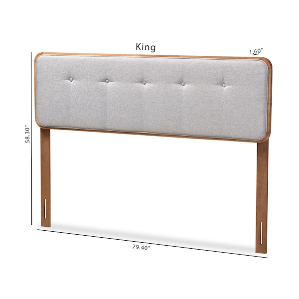 Baxton Studio Palina Light Grey Walnut Finished Wood Queen Size Headboard - 156-9441