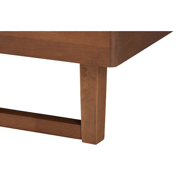 Baxton Studio Roald Mid-Century Modern Grey Fabric and Walnut Brown Wood King Size Platform Bed - 246-12645-9412-ZORO