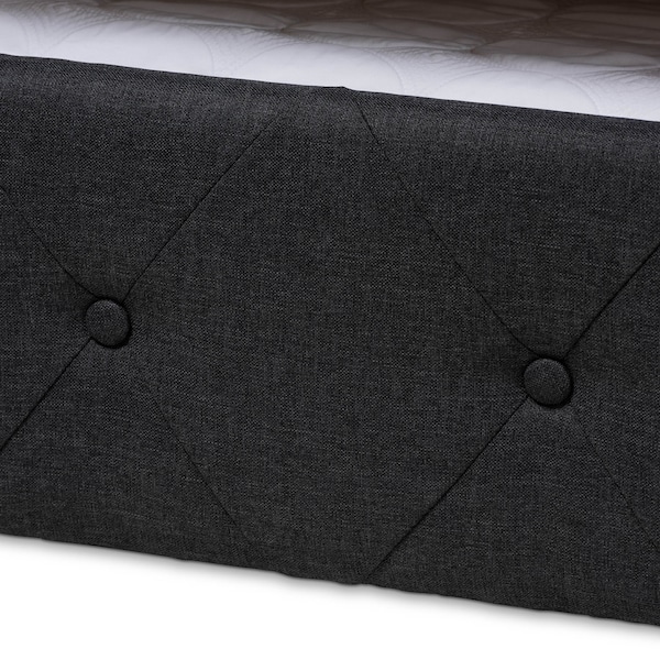 Baxton Studio Alena Dark Grey Upholstered Queen Size Daybed with Trundle - 147-8727