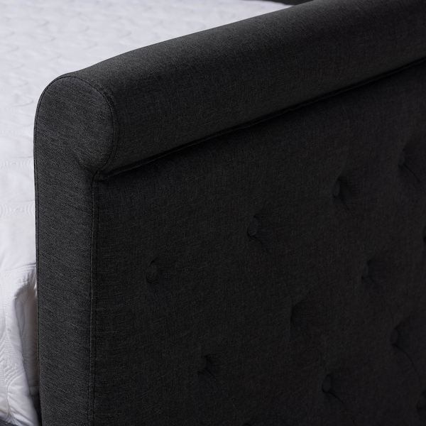Baxton Studio Alena Dark Grey Upholstered Queen Size Daybed with Trundle - 147-8727