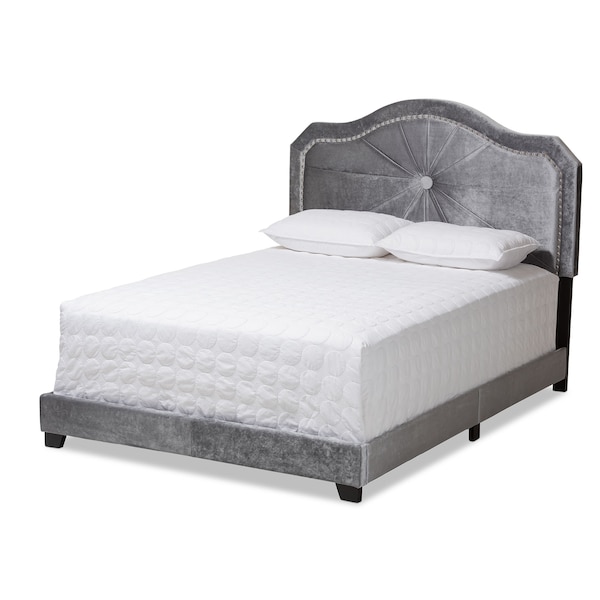 Baxton Studio Embla Modern Gray Velvet Upholstered King Size Bed - 151-9007