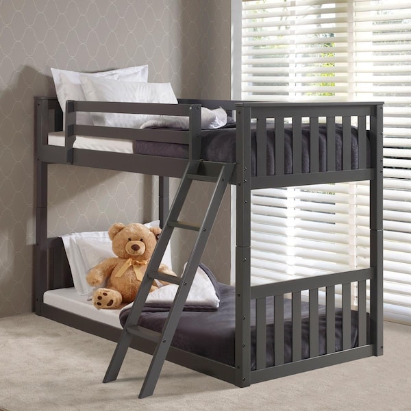 Donco PD-201204TTDG Twin Over Mission Bunk Bed, Dark Grey - PD_201204TTDG