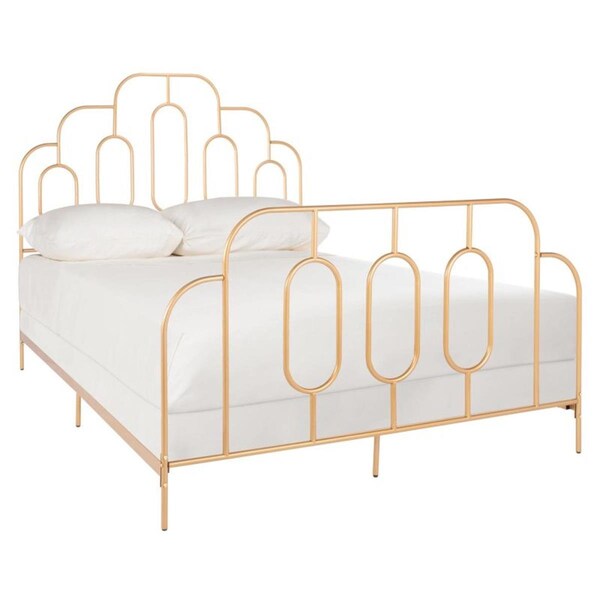 Safavieh Paloma Queen Size Gold Metal Retro Bed - BED6201D-Q