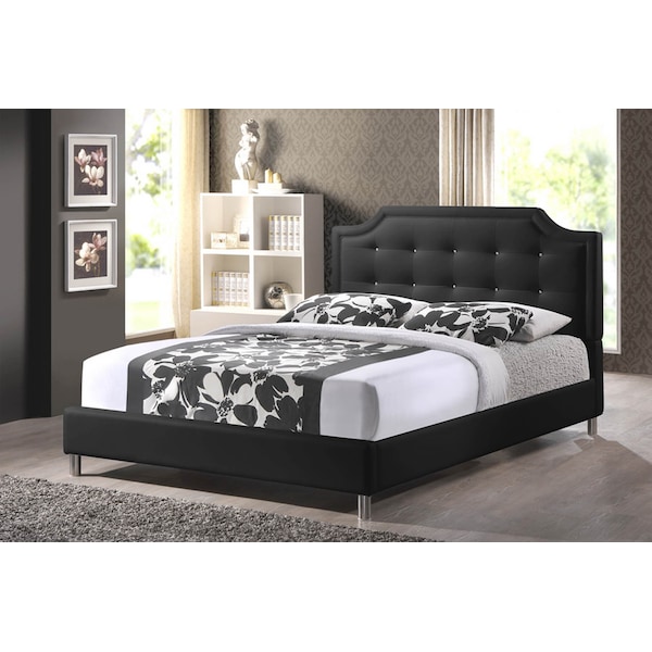 Baxton Studio Carlotta Black Modern Bed with Upholstered Headboard - King Size - 103-5194