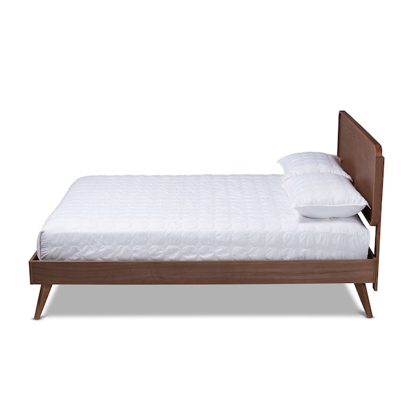 Baxton Studio Demeter Mid-Century Walnut Brown Finished Wood Queen Size Platform Bed - 156-9408-9429