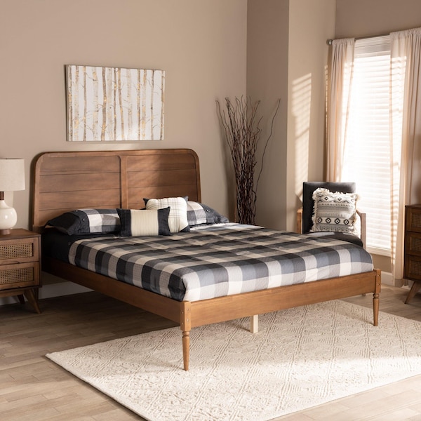 Baxton Studio Kassidy Traditional Walnut Brown Finished Wood Platform Bed-King - 192-11497-ZORO