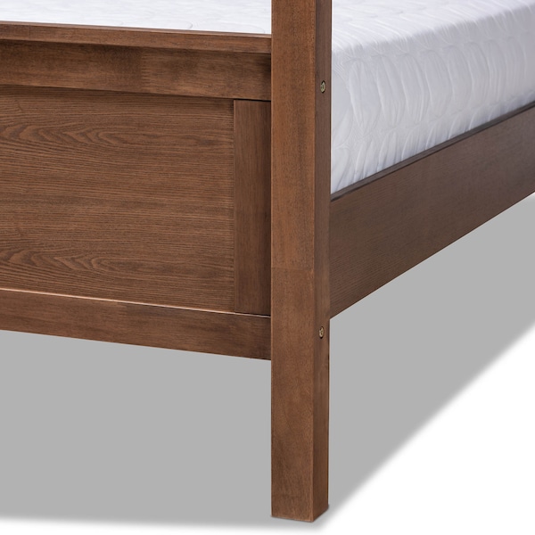 Baxton Studio Natasha Grey Upholstered and Walnut Wood Queen Size Platform Bed - 165-10716