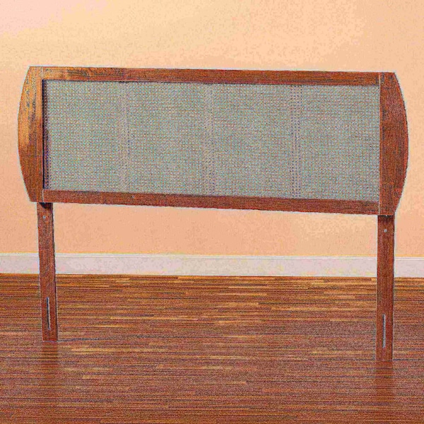 Baxton Studio Harris Mid-Century Modern Ash Walnut Finished Wood and Synthetic Rattan Queen Size Headboard - 181-11117-ZORO