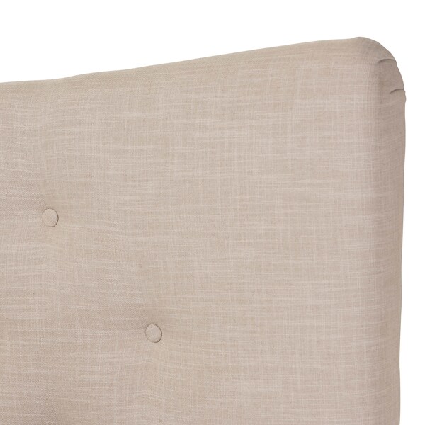 Baxton Studio Hannah Mid-Century Modern Beige Linen Queen Size Platform Bed - 125-7008