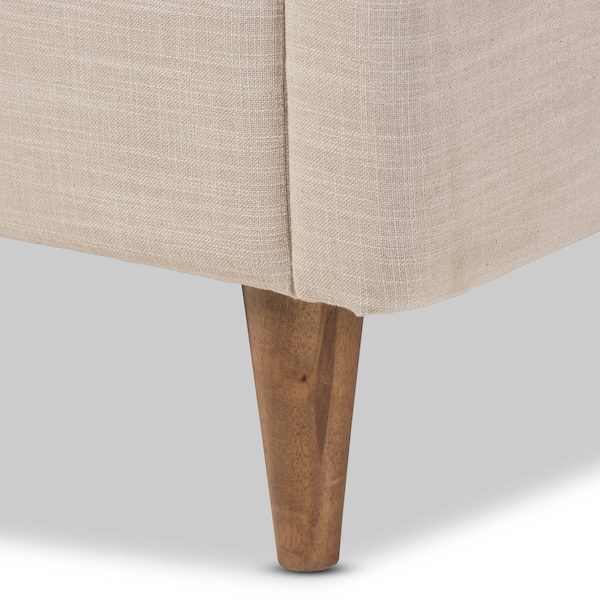 Baxton Studio Hannah Mid-Century Modern Beige Linen Queen Size Platform Bed - 125-7008