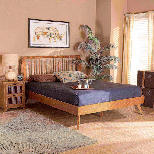 Baxton Studio Emiko Modern and Contemporary Walnut Brown Finished Wood King Size Platform Bed - 183-11122-9409-ZORO
