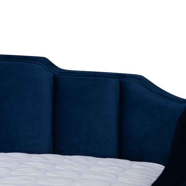 Baxton Studio Lennon Modern and Contemporary Navy Blue Velvet Fabric Queen Size Daybed with Trundle - 186-11468-ZORO
