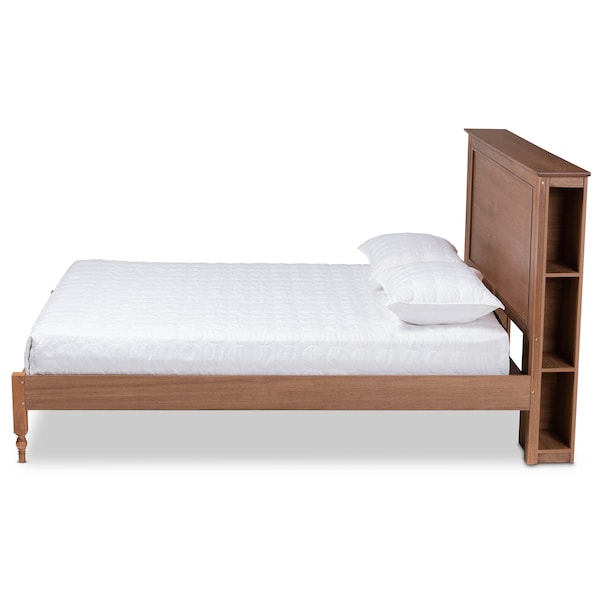 Baxton Studio Danielle Wood Queen Size Platform Storage Bed with Built-In Shelves - 164-10663