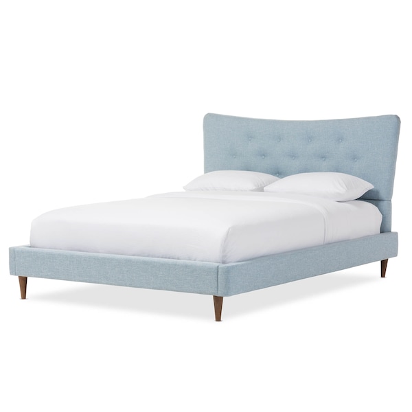 Baxton Studio Hannah Mid-Century Modern Sky Blue King Size Platform Bed - 125-7010