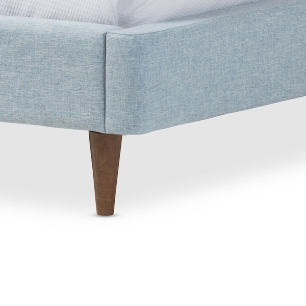 Baxton Studio Hannah Mid-Century Modern Sky Blue King Size Platform Bed - 125-7010