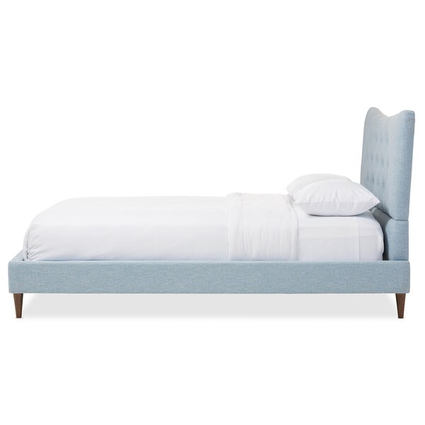 Baxton Studio Hannah Mid-Century Modern Sky Blue King Size Platform Bed - 125-7010