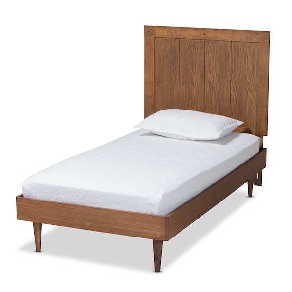 Baxton Studio Nicola Mid-Century Modern Transitional Ash Walnut Finished Wood Twin Size Platform Bed - 180-11154-11158-ZORO