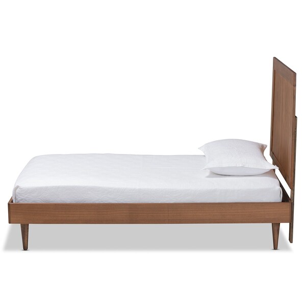 Baxton Studio Nicola Mid-Century Modern Transitional Ash Walnut Finished Wood Twin Size Platform Bed - 180-11154-11158-ZORO