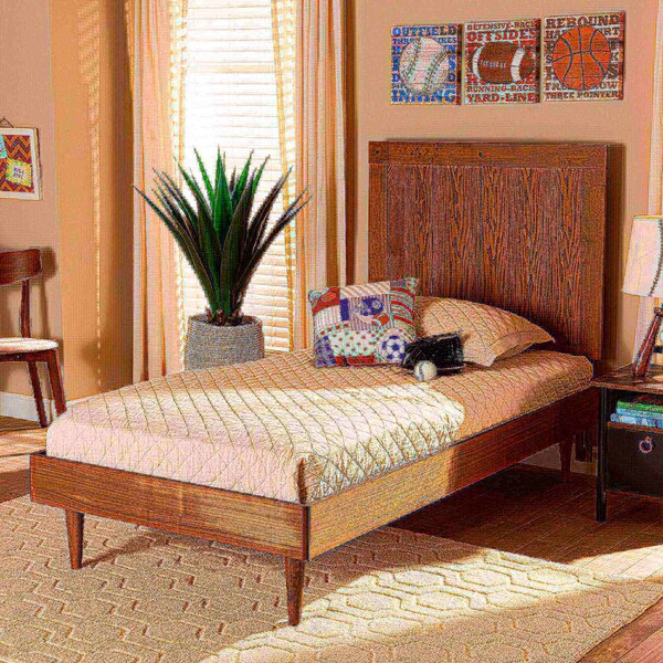 Baxton Studio Nicola Mid-Century Modern Transitional Ash Walnut Finished Wood Twin Size Platform Bed - 180-11154-11158-ZORO