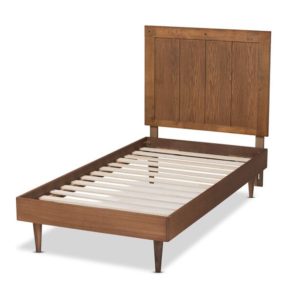 Baxton Studio Nicola Mid-Century Modern Transitional Ash Walnut Finished Wood Twin Size Platform Bed - 180-11154-11158-ZORO