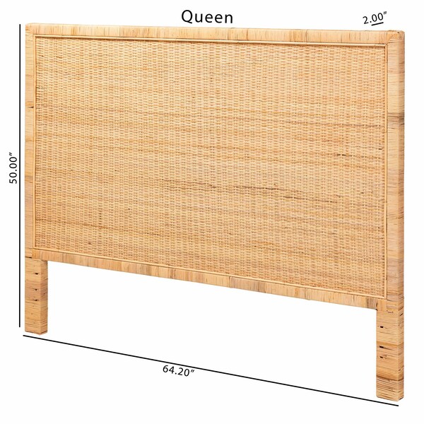 Bali & Pari Adelyn Modern Bohemian Natural Brown Rattan and Mahogany Wood Queen Size Headboard - 235-13173-ZORO