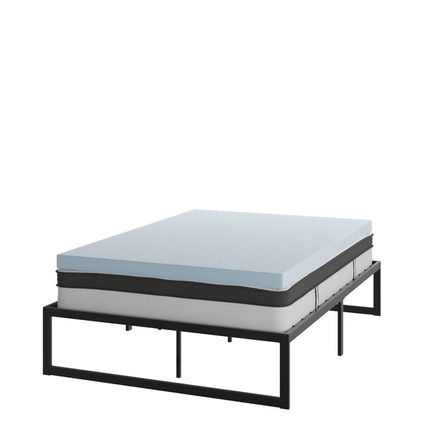 Flash Furniture 10" Full Mattress, 14" Bed frame & 3" Topper Set - XU-BD10-10PSM3M35-F-GG