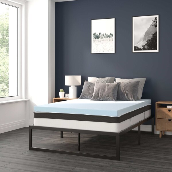 Flash Furniture 10" Full Mattress, 14" Bed frame & 3" Topper Set - XU-BD10-10PSM3M35-F-GG