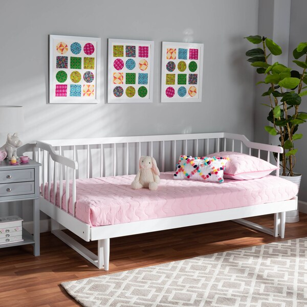 Baxton Studio Muriel White Finished Wood Expandable Twin Size to King Size Daybed - 167-10740