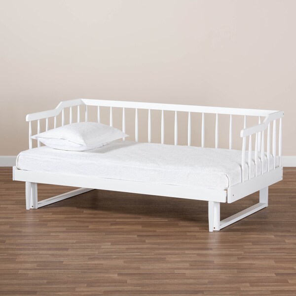 Baxton Studio Muriel White Finished Wood Expandable Twin Size to King Size Daybed - 167-10740