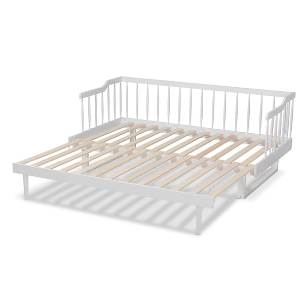 Baxton Studio Muriel White Finished Wood Expandable Twin Size to King Size Daybed - 167-10740