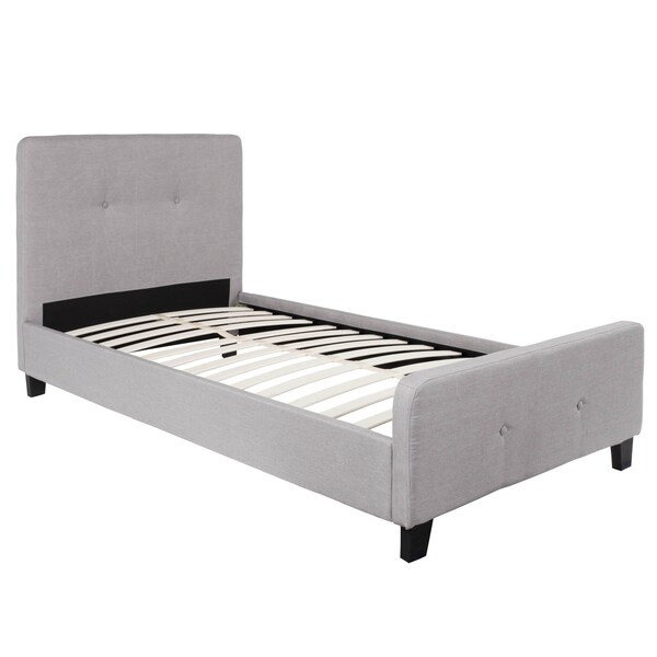 Flash Furniture Twin Size Lt Gray Fabric Platform Bed & Mattress - HG-BM10-25-GG