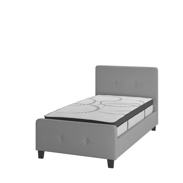 Flash Furniture Twin Size Lt Gray Fabric Platform Bed & Mattress - HG-BM10-25-GG
