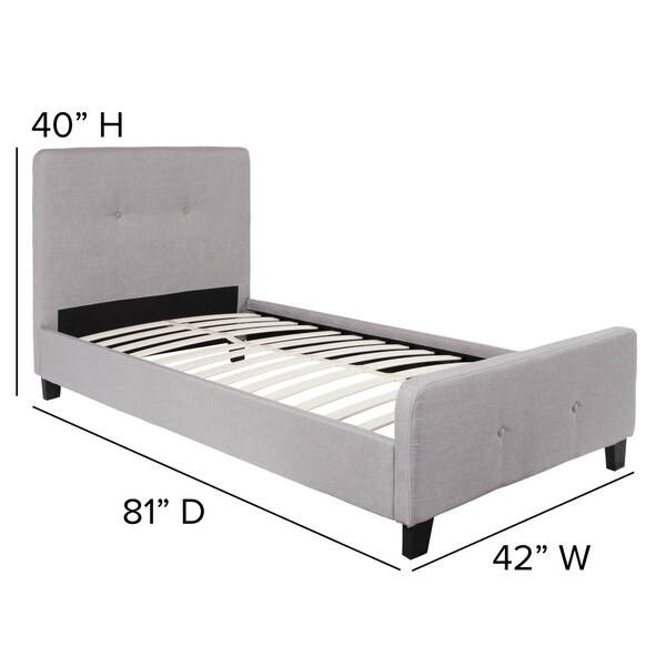Flash Furniture Twin Size Lt Gray Fabric Platform Bed & Mattress - HG-BM10-25-GG