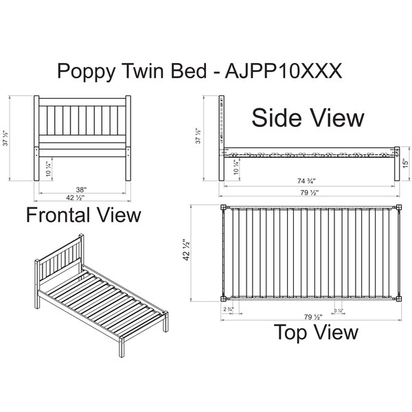 Alaterre Furniture Poppy Twin Wood Platform Bed, Cinnamon - AJPP10CI