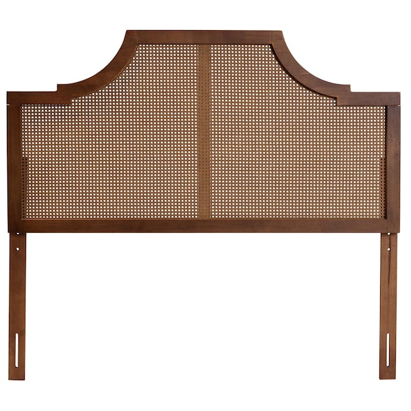 Baxton Studio Risha Mid-Century Modern Ash Walnut Finished Wood and Rattan Queen Size Headboard - 237-12648-ZORO