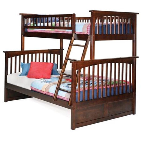 Atlantic Furniture Columbia Bunkbed, Twin Over Full Size - Antique Walnut - AB55204