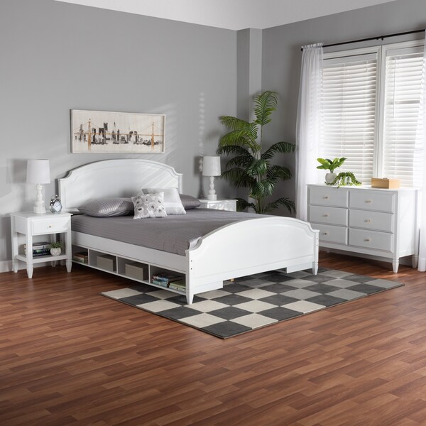 Baxton Studio Elise Classic and Transitional White Finished Wood Full Size 4Piece Bedroom Set - 218-10827-10822-10823-ZORO