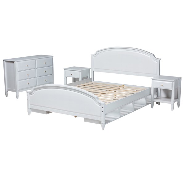 Baxton Studio Elise Classic and Transitional White Finished Wood Full Size 4Piece Bedroom Set - 218-10827-10822-10823-ZORO