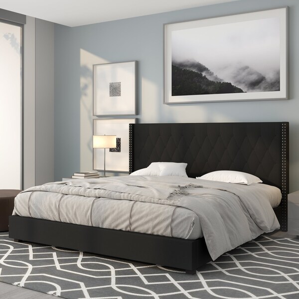Flash Furniture Platform Bed, Riverdale, King, Black - HG-40-GG
