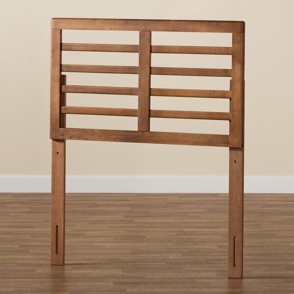 Baxton Studio Salome Mid-Century Modern Walnut Brown Finished Wood Twin Size Open Slat Headboard - 181-11161-ZORO