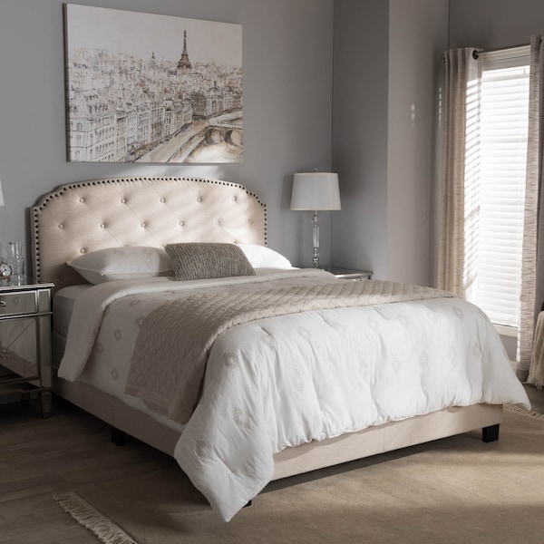 Baxton Studio Lexi Modern Light Beige Upholstered Full Size Bed - 136-7436