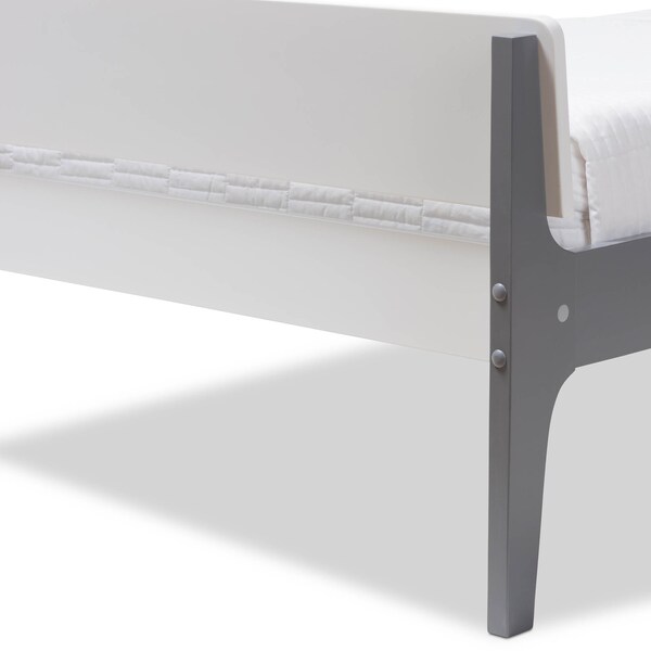 Baxton Studio Nereida Modern White and Grey-Finished Wood Twin Platform Bed - 143-7869-7890