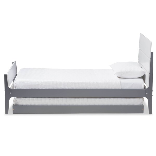 Baxton Studio Nereida Modern White and Grey-Finished Wood Twin Platform Bed - 143-7869-7890