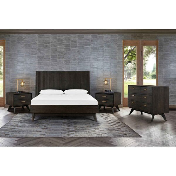 Armen Living Baly 4 Piece Acacia Queen Loft Bedroom Set with Dresser and Nightstands - SETLFBDQN4A